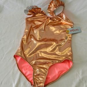 Cat Jack Rose Gold Metallic Swim Suit xlplus